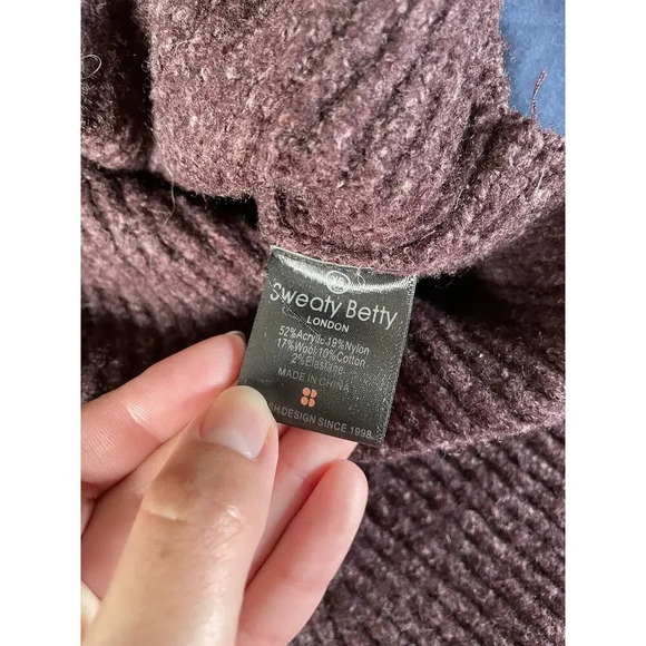 Sweaty Betty Shakti Wool Blend Cowl Neck Sweater Dark‎ Plum Purple Oversized XS - Picture 5 of 6